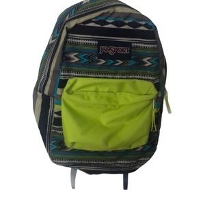 Jansport backpack in patterned in neon